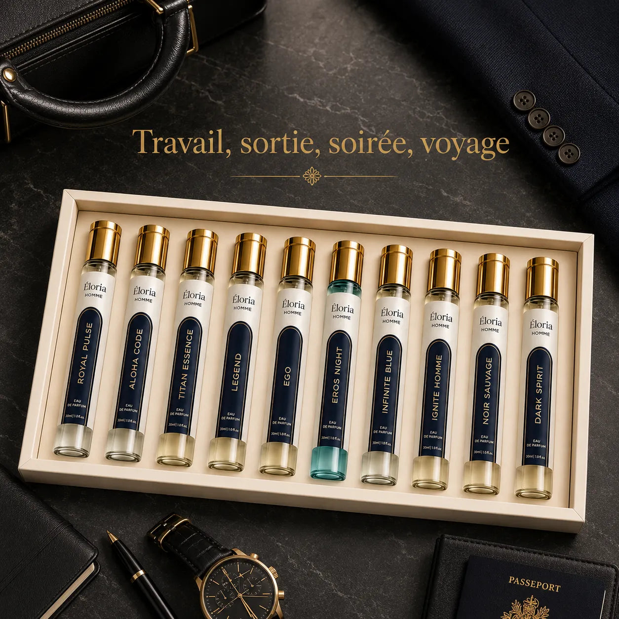 Coffret men Éloria — 10 Parfums · L'Expérience Absolue